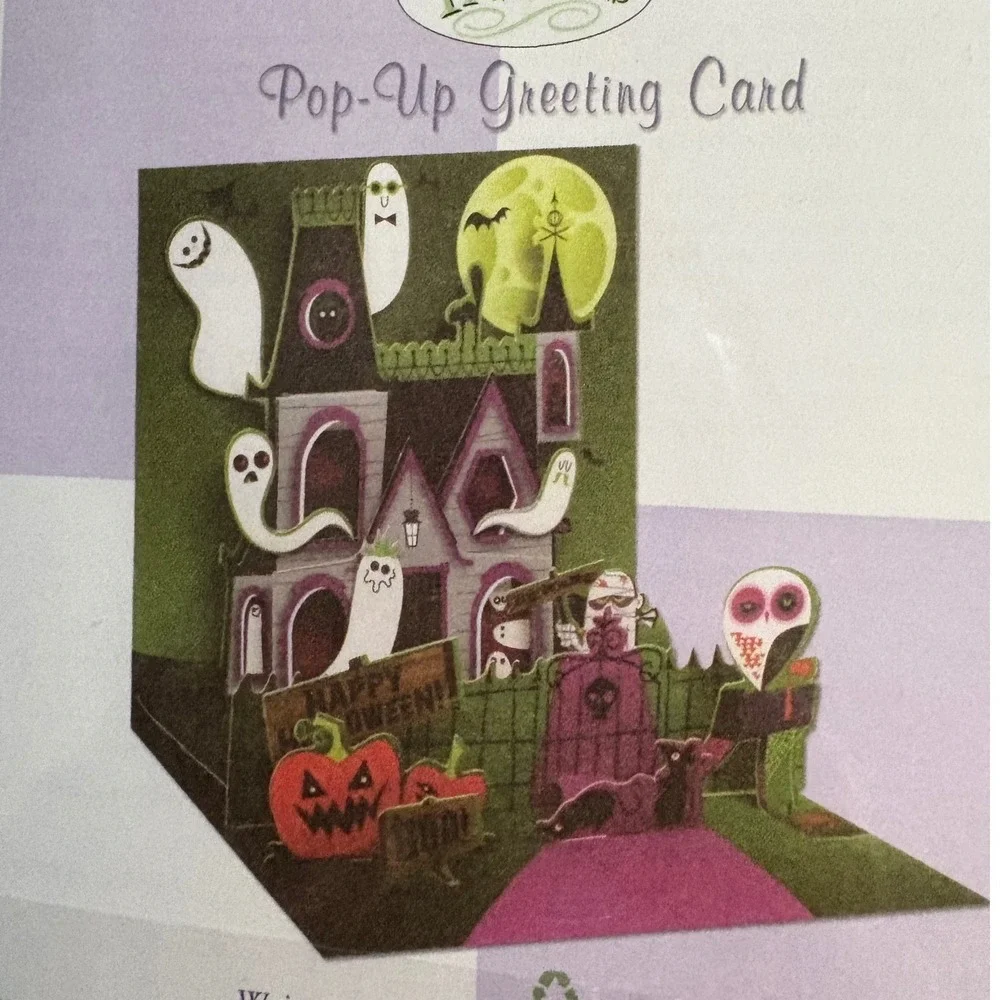 2 Up With Paper Halloween Pop Up Greeting Cards Witch Crescent Moon Spooky House